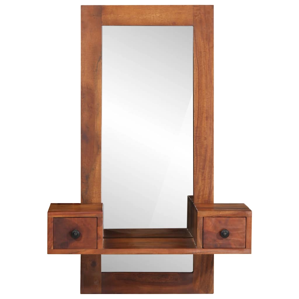 Wall Mirror With Drawers 60X33X90 Cm Solid Wood Acacia
